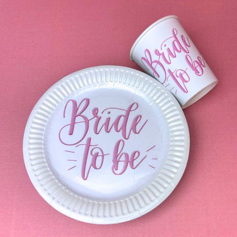 Набір паперового посуду на дівич-вечір Bride to be  (тарілка+стакан) СС-Т-021 фото