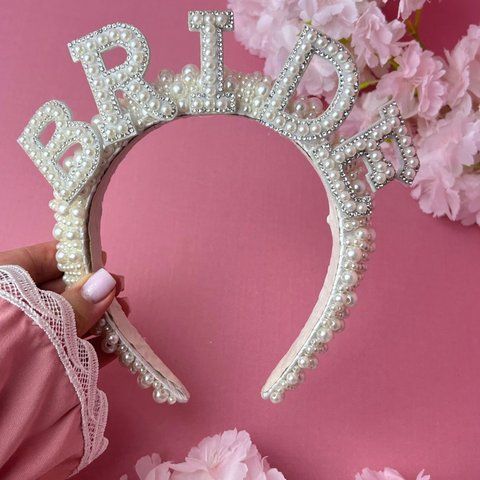 Обруч на дівич-вечір Bride з перлинами ПРЕМІУМ ДВ-ОБ-5 фото