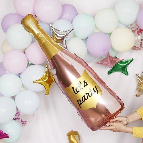 Кулька шампанське Let's party на дівич-вечір рожеве золото (90х36 см) ТК-Б-3 фото