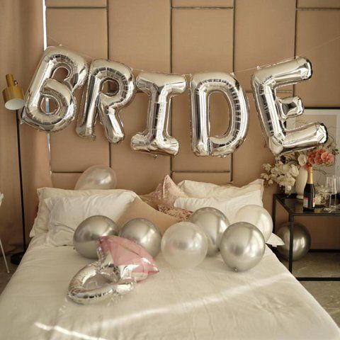 Кульки-літери Bride на дівич-вечір срібло (80 см) ТК-ЛІТ-9 фото