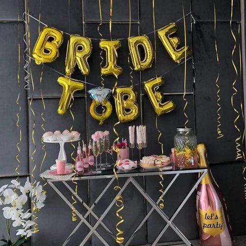 Кульки Bride to be на дівич-вечір з каблучкою золото (40 см) ТК-ЛІТ-23 фото