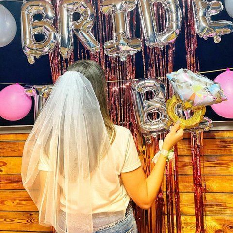 Кульки Bride to be на дівич-вечір з каблучкою срібло (40 см) ТК-ЛІТ-24 фото