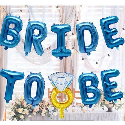 Кульки Bride to be на дівич-вечір з каблучкою сині (40 см) ТК-ЛІТ-25 фото