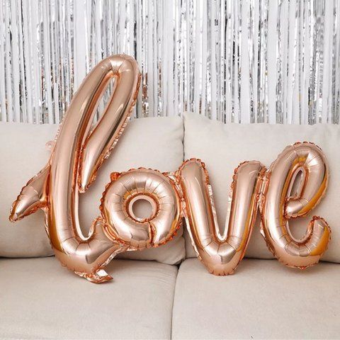 Кульки love на дівич-вечір суцільний напис рожеве золото (101*65 см) ТК-ЛІТ-27 фото