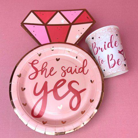 Набір паперового посуду на дівич-вечір She said yes (тарілка+стакан) СС-Т-009 фото