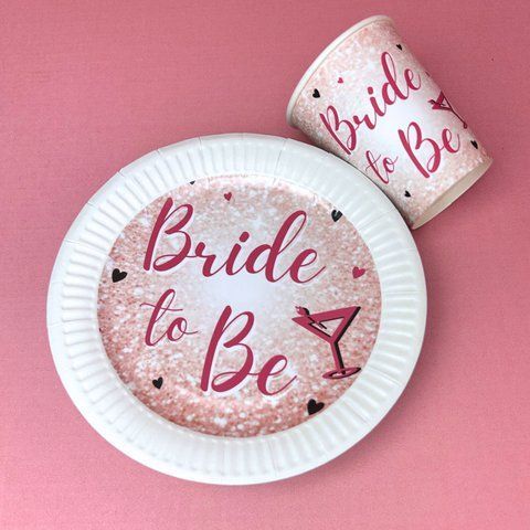 Набір паперового посуду на дівич-вечір Bride to be (тарілка+стакан) СС-Т-018 фото